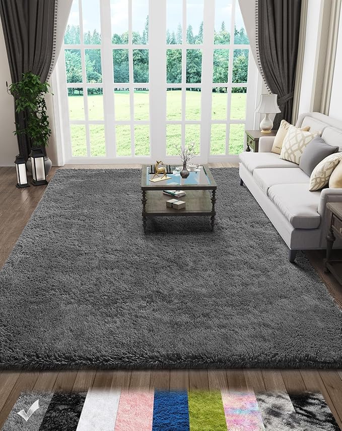 Ophanie 5x7 Area Rugs for Living Room Grey, Fluffy Shag Large Fuzzy Plush Soft Rug, Gray Shaggy Floor Big Carpets for Bedroom Nursery, Kids Home Decor Aesthetic