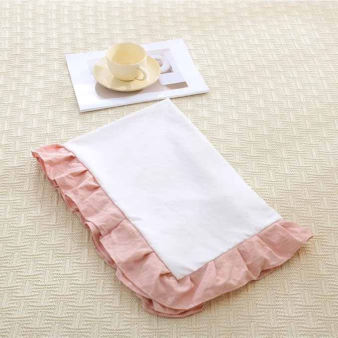Merryword Pink Body Pillow Cover 20x54inches White and Pink Reversible Long Pillowcase Ruffled Body Pillowcases Cute Pillowcase Pillow Sham (1 Body, White Pink)