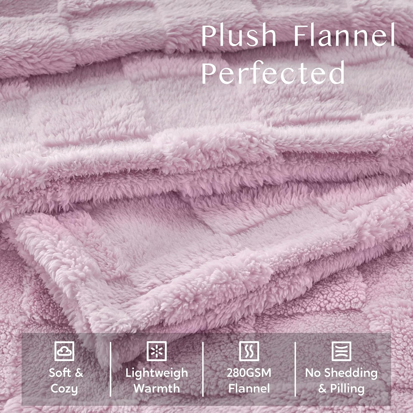 Joiedomi Queen Size Blanket for Bed, Soft Fleece Checkered Blankets Gifts for Women Mom Girls, 280GSM Cozy Cute Soft Throw Home Room Decor Aesthetic Gifts 90x90 Inches