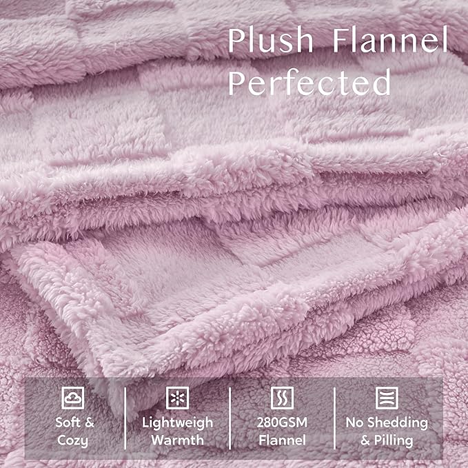 Joiedomi Twin Blanket for Bed, Soft Fleece Checkered Blankets Gifts for Women Mom Girls, 280GSM Cozy Cute Soft Throw Home Room Decor Aesthetic Gifts 60x80 Inches