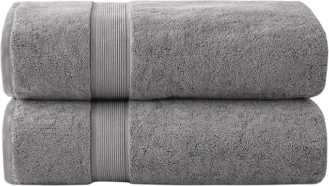 Madison Park 800GSM Bath Sheet Towel Oversized 34" x 68" 2 Pack 100% Cotton Bath Towel Set Highly Absorbent Hotel Spa Quality for Bathroom, Grey