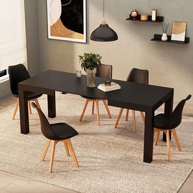 Mobili Fiver First - Extendable Dining Room Table Designed & Made in Italy | Expandable Dining Table for 6 Extending to 8 People | Space-Saving Transformer Design for Small Spaces | Ashwood Black