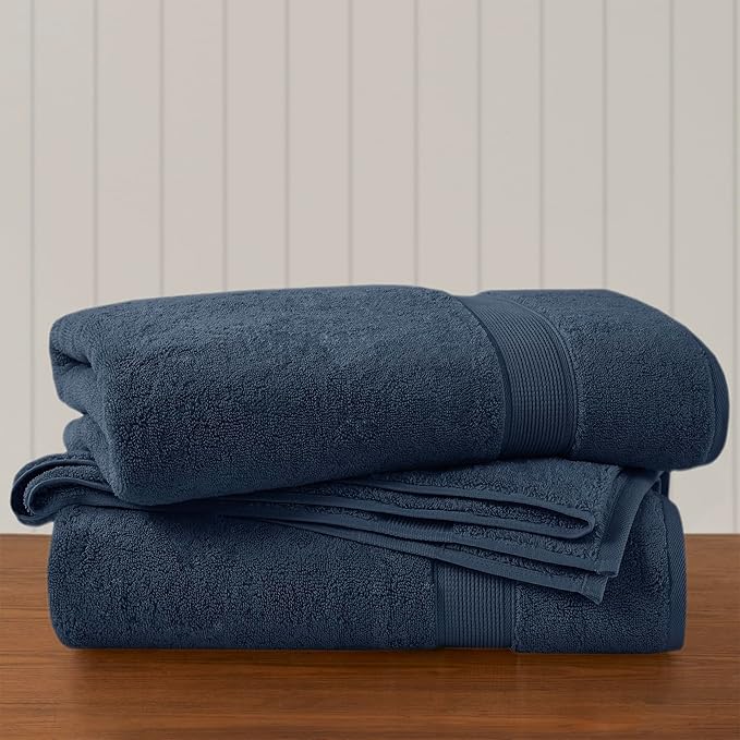 Madison Park 800GSM Bath Sheet Towel Oversized 34" x 68" 2 Pack 100% Cotton Bath Towel Set Highly Absorbent Hotel Spa Quality for Bathroom, Slate Blue