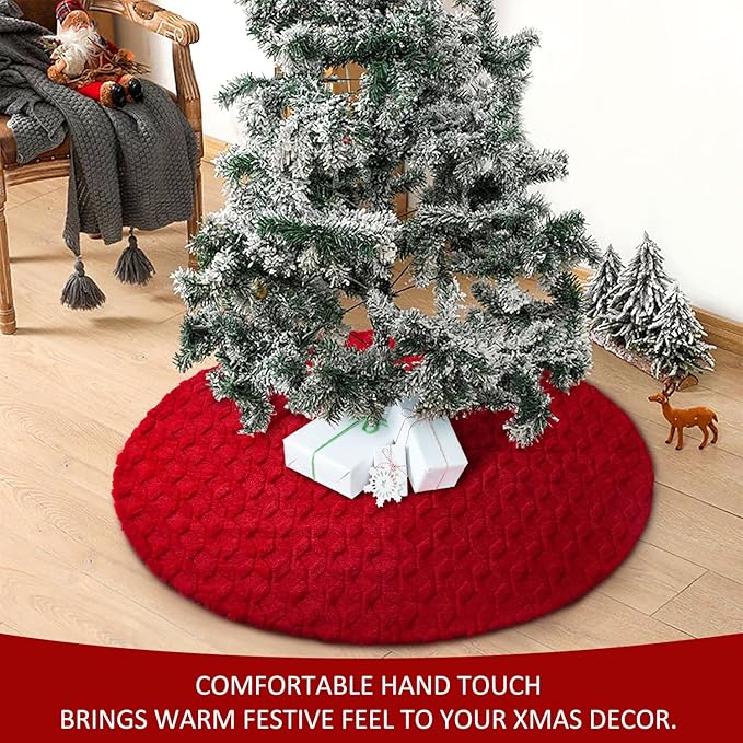 Hommtina Christmas Tree Skirt 48 Inches Tree Skirt,Christmas Tree Decorations Faux Fur Tree Skirt for Xmas Holiday Home Party Decorations Ornaments