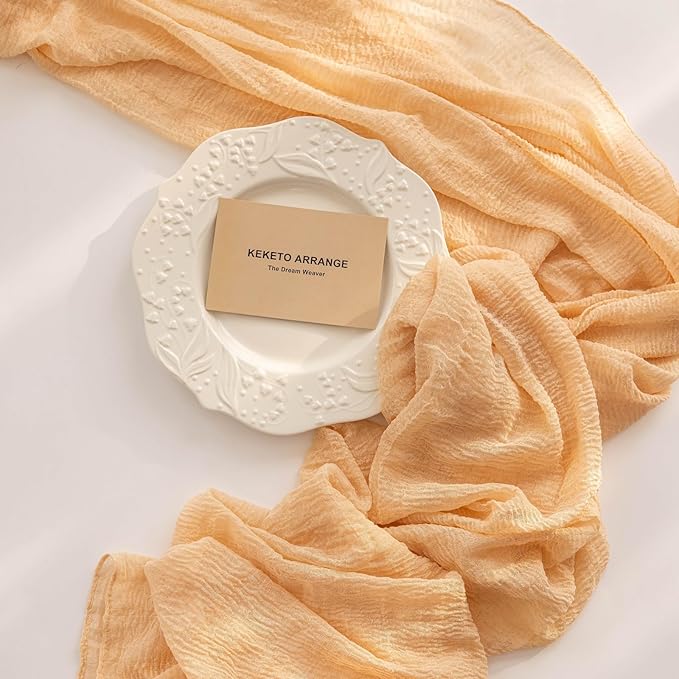 3pcs Deep Beige Cheesecloth Table Runner Rustic Boho Gauze 120 Inch 10 FT Cheese Cloth for Wedding Baby Shower Bridal Shower Birthday Party Long Sheer Home Decorations