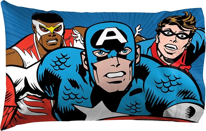 Jay Franco Kids Sheet Set with Fitted, Flat Sheets & Pillow Cover - Ultra-Soft Bedding with Pillowcase for Room Decor, White - Captain America, 4 Piece Full