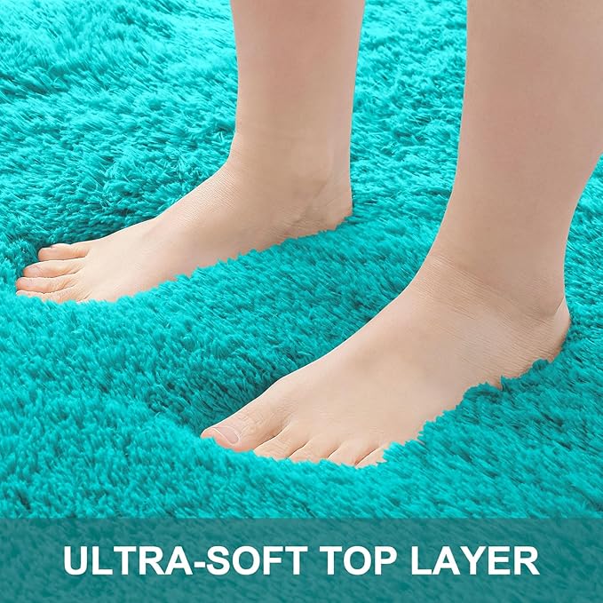 OLANLY 2x4 Machine Washable Runner Rugs for Hallway, Soft Fluffy Shaggy Bedside Rugs for Bedroom, Living Room, Indoor Floor Carpet for Kids Girls Boys, Nursery Rooms, Home Decor Aesthetic, Teal Blue