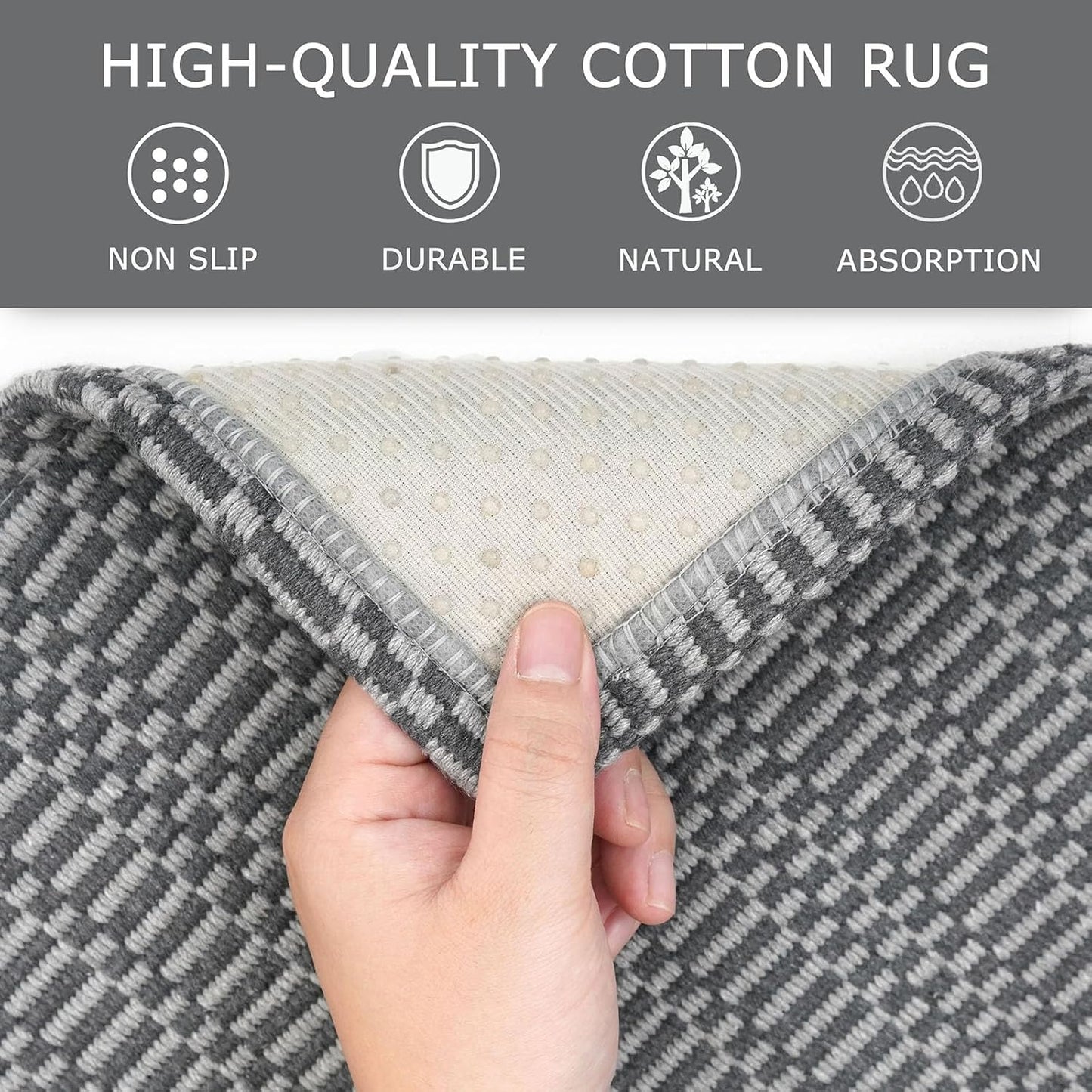 KOZYFLY Washable Runner Rug 3x20 ft Hallway Kitchen Runner Rugs with Rubber Backing Bobo Non Slip Entryway Runner Indoor, Long Carpet Runners for Hall Kitchen Entryway, Grey/Charcoal Grey