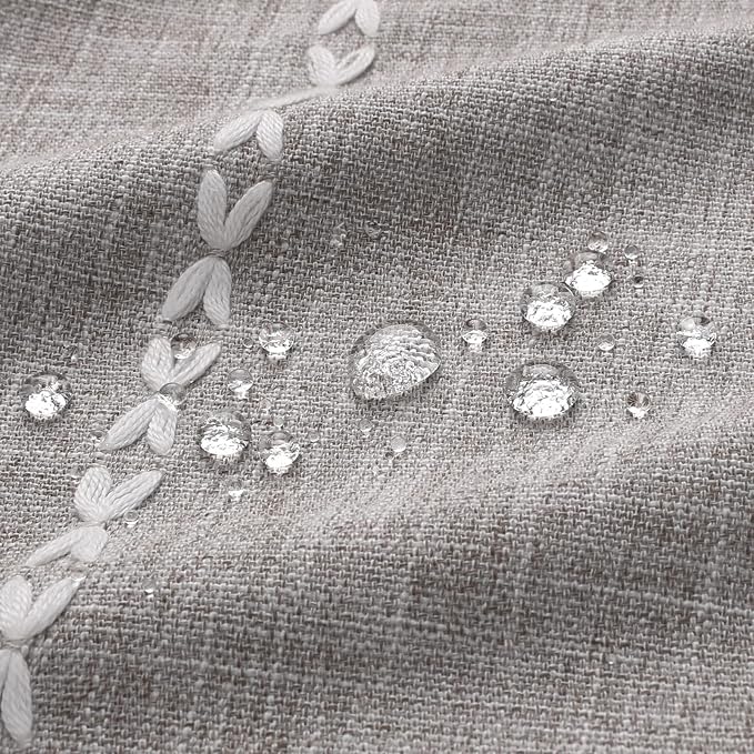 MitoVilla Grey Farmhouse Fabric Shower Curtain Set, Boho Modern Polyester Linen Shower Curtains for Vintage Rustic Bathroom Decor, Country Tassel Thick Cloth Shower Curtain, 72 x 72
