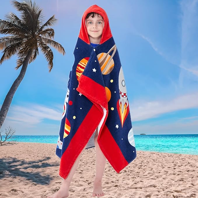Kids Bath Towels, Kids Towel Girls Boys Hooded Beach,Bathroom,Pool Swim Towels 30 × 50 INCH Large Size Ultra Absorbent Cute Cartoon Animal Full Vitality 100% Cotton Wearable Wrap for Child