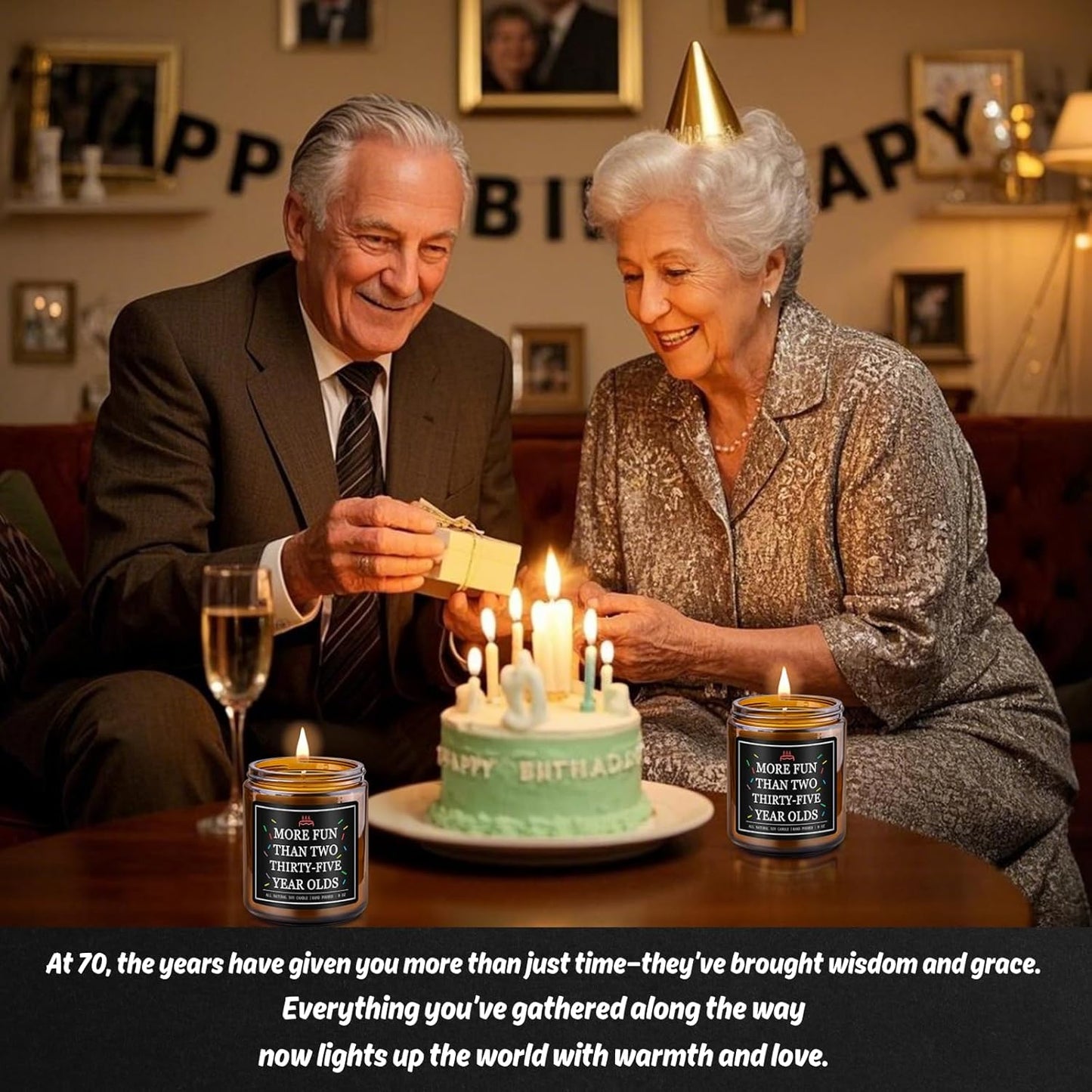 Homsolver 70th Birthday Gifts for Men Women, 9OZ Lavender Scent 1955 70th Birthday Candle for Him Her, Mom, Dad, Brother, Sister, Happy Birthday Decorations Candles with 50+ Hours Burn Time, Handmade