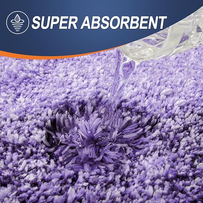 OLANLY Bathroom Rug Set 2 Piece, Soft Absorbent Microfiber Bath Mats and U-Shaped Contour Toilet Rug, Non-Slip, Machine Wash Dry, Plush Shaggy Bath Mats for Bathroom (24"x16"+24"x20", Violet)