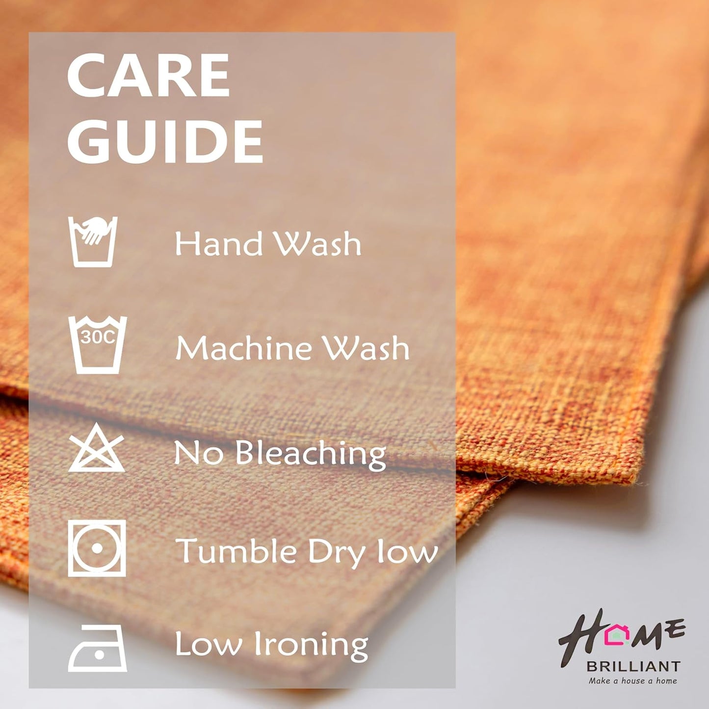 Home Brilliant Cloth Placemats Set of 8 Heat Resistant Dining Table Place Mats for Fall Kitchen Table Dinner Party Decorations, 13 x 19 inches, Orange