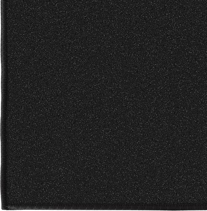 Ottomanson 2x2 Non Slip Area Rug for Bathroom - Rubber Backed Entryway Rug for Front Door - Solid Modern Kitchen Rug for Bedroom or Living Room, Black, 2' x 2'