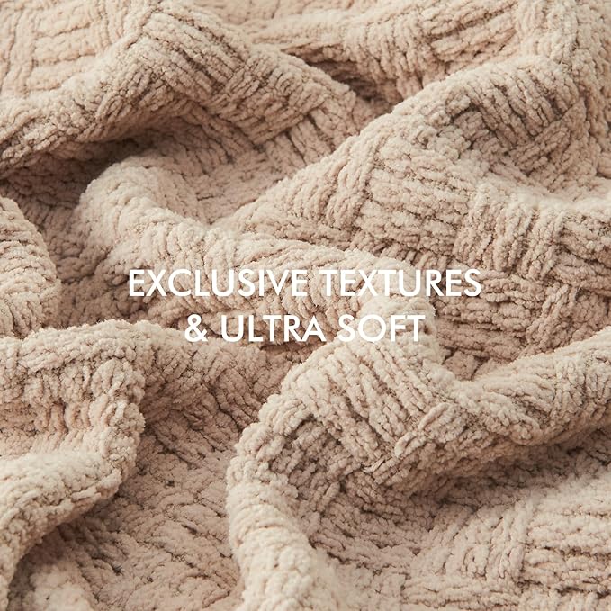 lifein Throw Blanket for Couch - Boho Throw Blanket, Knit Woven Blanket, Soft Decorative Blankets&Throws with Tassels for Bed,Sofa,Chair,Home Decor (Beige, 50 * 60, Waffle)