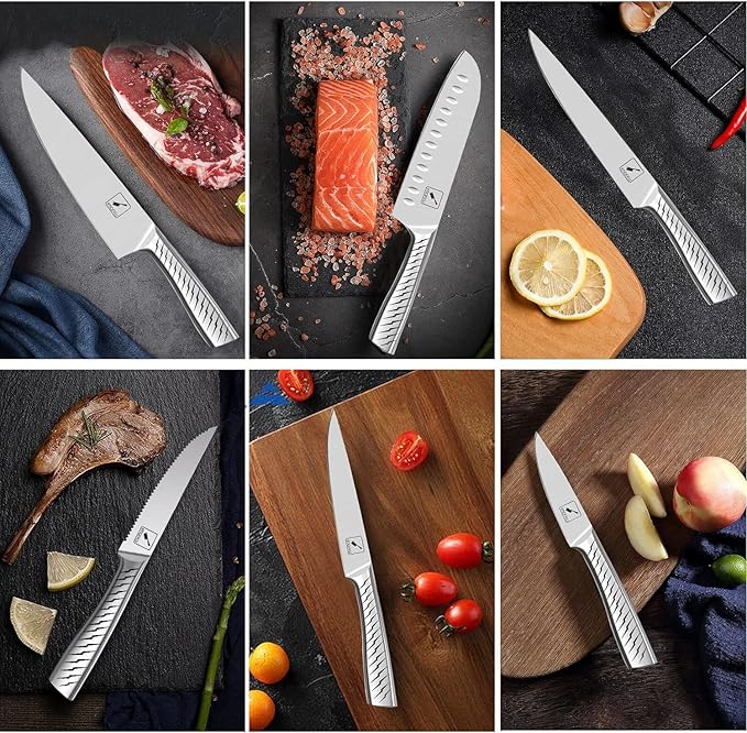 imarku Knife Set,14-Piece Knife Sets for kitchen with block,Premium One-Piece Kitchen Knife Set with Sharpener,High Carbon Stainless Steel Knives Set for Kitchen,Dishwasher Safe,Black