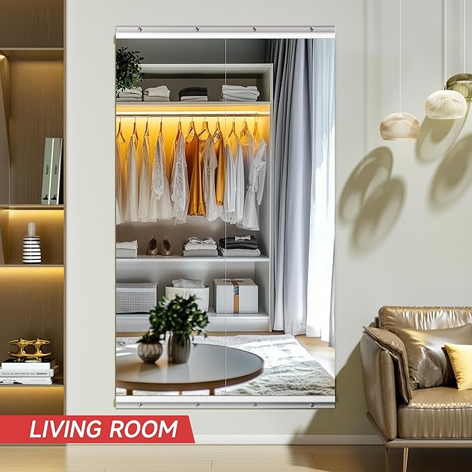 Home Gym Mirror, 55'' x 17'' x 2PCS, Large Full Body Mirror for Yoga, Frameless Tempered Glass, Wall Mounted for Home Gym, Garage, Bedroom, Bathroom