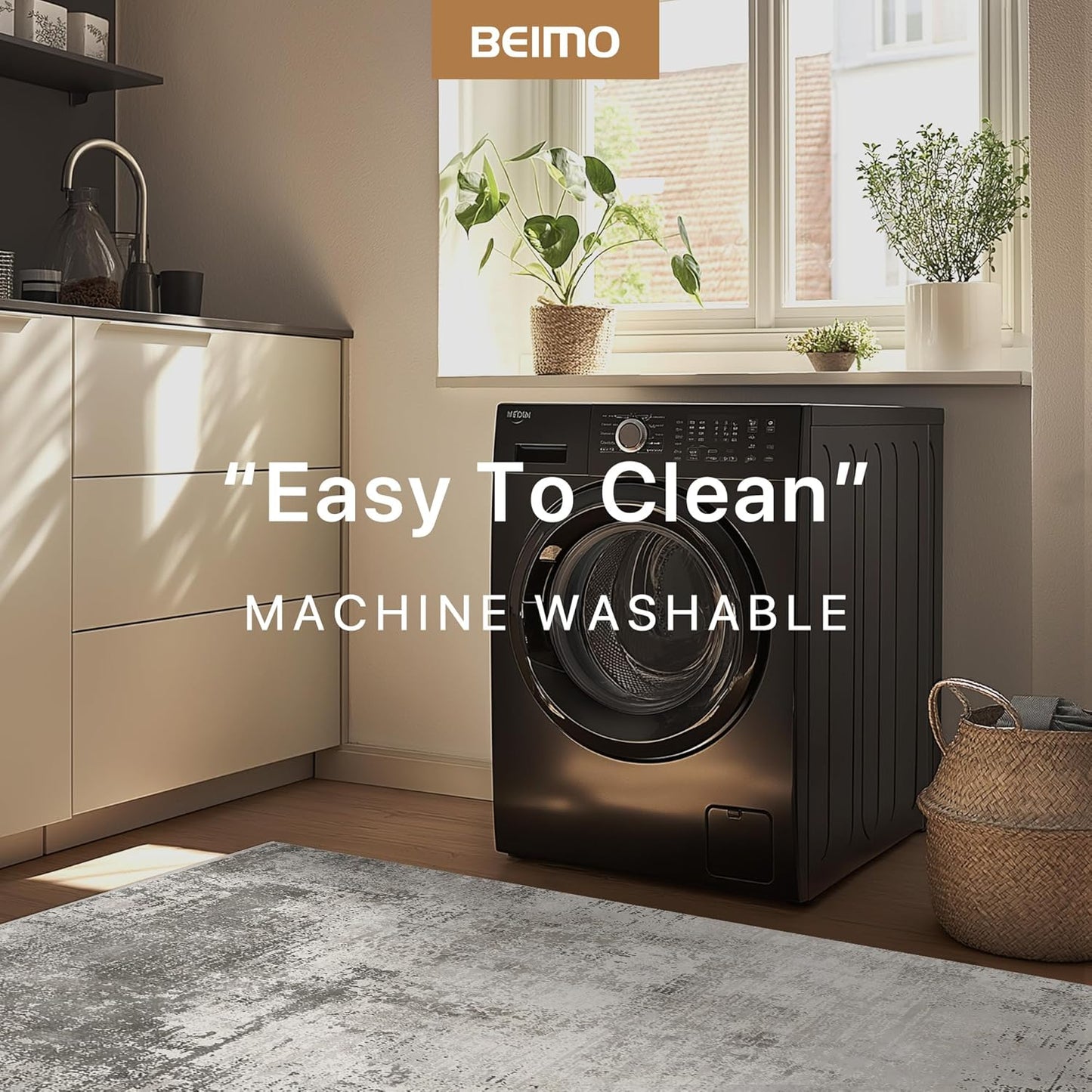 Area Rugs 5x7 Machine Washable Rug for Bedroom Living Room Dining Room, Large Modern Abstract Soft Rugs, Indoor Low Pile Carpet with Non Slip Rubber Backing, Abstract Gray