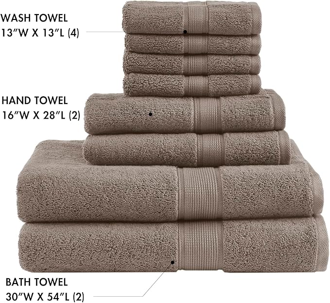 Madison Park 800GSM Bathroom Towel Set of 8 100% Cotton Bath Towel Set for Bathroom Luxurious Highly Absorbent 2 Bath Towels 2 Hand Towels 4 Washcloths Quick Dry Spa Quality Mocha