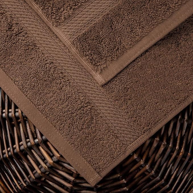 Superior Egyptian Cotton Pile 10 Piece Towel Set, Includes 2 Bath, 4 Hand, 4 Face Towels/Washcloths, Ultra Soft Luxury Towels, Thick Plush Essentials, Guest Bath, Spa, Hotel Bathroom, Chocolate