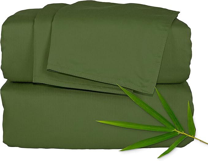Split King Sheets by Pure Bamboo, Genuine 100% Organic Viscose Derived from Bamboo Bed Sheet Set, Soft & Cooling, Double Stitching *Not for Split Top (Split King, Pesto)