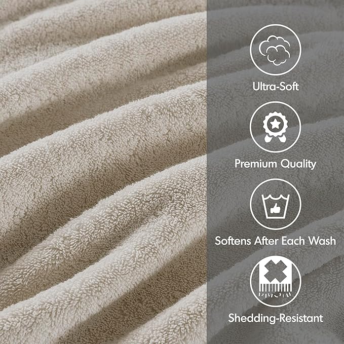 Madison Park 800GSM Bathroom Towel Set of 8 100% Cotton Bath Towel Set for Bathroom Luxurious Highly Absorbent 2 Bath Towels 2 Hand Towels 4 Washcloths Quick Dry Spa Quality Natural