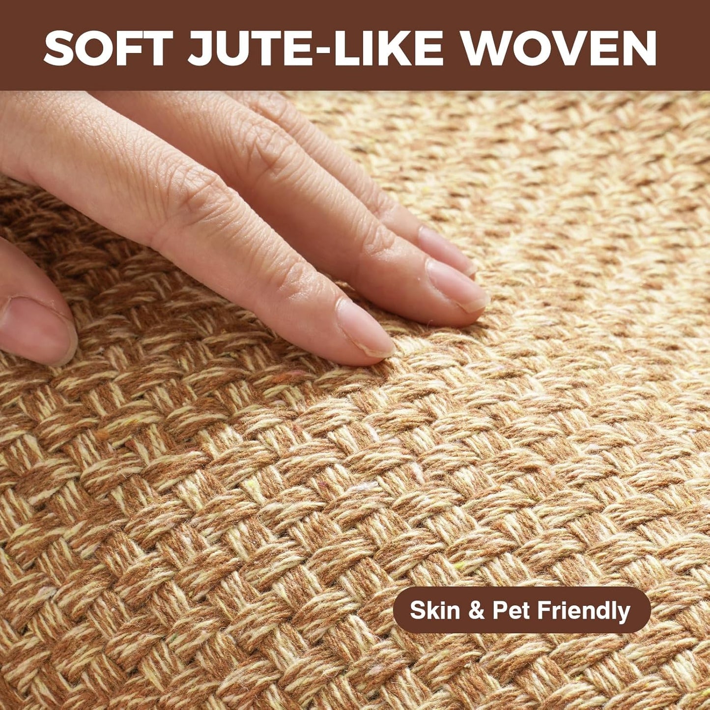 Kitchen Rugs Non Slip Washable, Anti Fatigue Cushioned Kitchen Mats for Floor, Super Absorbent Jute-Look Kitchen Sink Mat Standing Mat for Office, Laundry, Brown 17"x47"