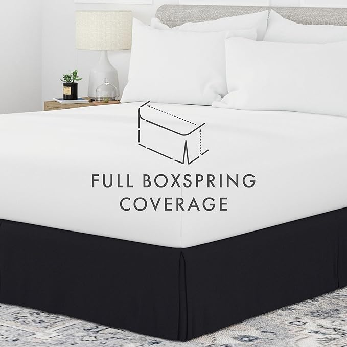 Linen Market Bed Skirt - Ultra Soft Microfiber - Easy Fit with 14 Inch Tailored Drop - Hotel Quality, Shrinkage & Fade Resistant - Bed Cover - Cal King Bed Skirt - Bedroom Décor - (Cal King, Black)