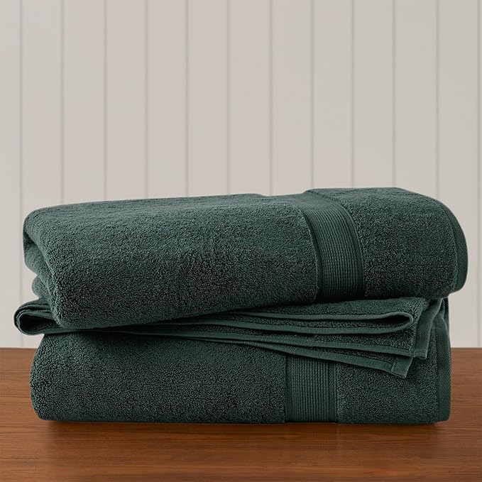 Madison Park 800GSM Bath Sheet Towel Oversized 34" x 68" 2 Pack 100% Cotton Bath Towel Set Highly Absorbent Hotel Spa Quality for Bathroom, Dark Green