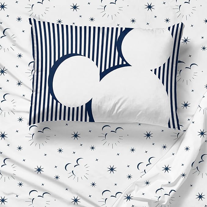 Jay Franco Kids Sheet Set with Fitted, Flat Sheets & Pillow Cover - Ultra-Soft Bedding with Pillowcase for Room Decor, White - Mickey Mouse, 4 Piece King