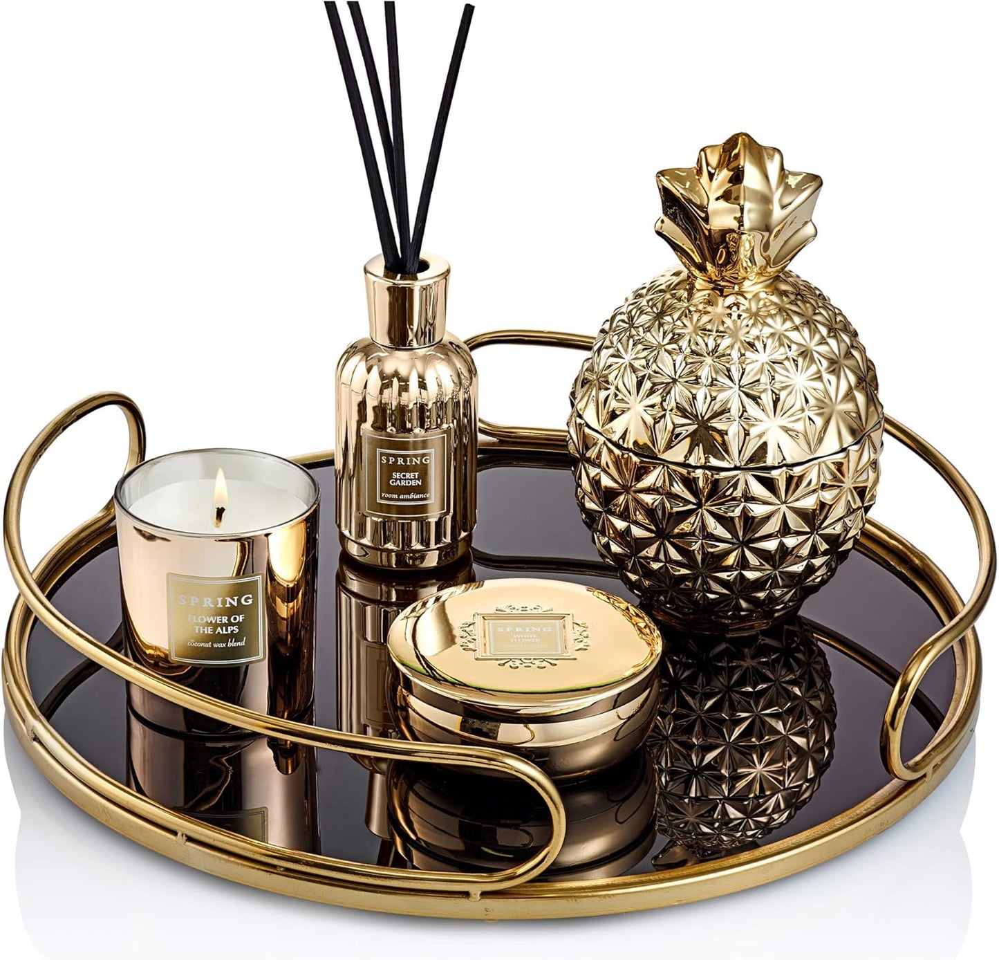 SPRING Fragrance Reed Diffuser Set | Fragrance Made in France | Home Décor | Scented Aromatic Oil | Room Air Freshener White Flower | 3.4 oz (100ml) | Lily, Jasmine, Lily of The Valley and Tuberose