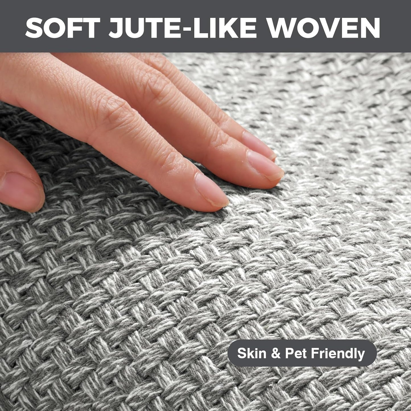 Kitchen Rugs Non Slip Washable, 0.4" Thick Anti Fatigue Cushioned Kitchen Mats for Floor, Super Absorbent Jute-Look Kitchen Sink Mat Standing Mat Office, Laundry, Easy Care, Gray 17"x47"