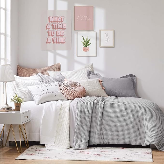 Levtex Home - Mills Waffle - Twin Quilt Set - Cream Cotton Waffle - Quilt Size (68 x 86in.), Sham Size (26 x 20in.)