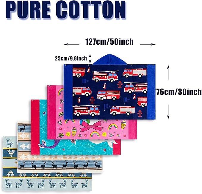 Kids Bath Towels, Kids Towel Girls Boys Hooded Beach,Bathroom,Pool Swim Towels 30 × 50 INCH Large Size Ultra Absorbent Cute Cartoon Animal Full Vitality 100% Cotton Wearable Wrap for Child