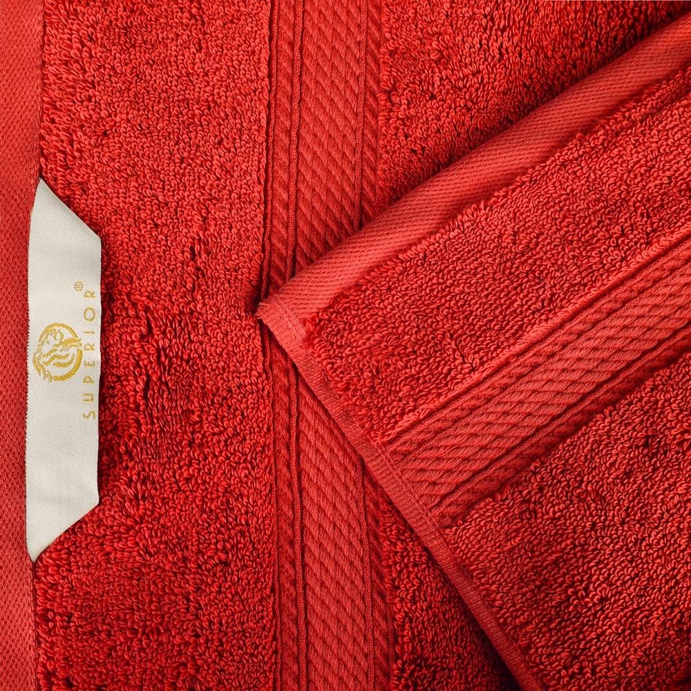 Superior Egyptian Cotton Pile 3 Piece Towel Set, Includes 1 Bath, 1 Hand, 1 Face Towel/Washcloth, Ultra Soft Luxury Towels, Thick Plush Essentials, Guest Bath, Spa, Hotel Bathroom, Red