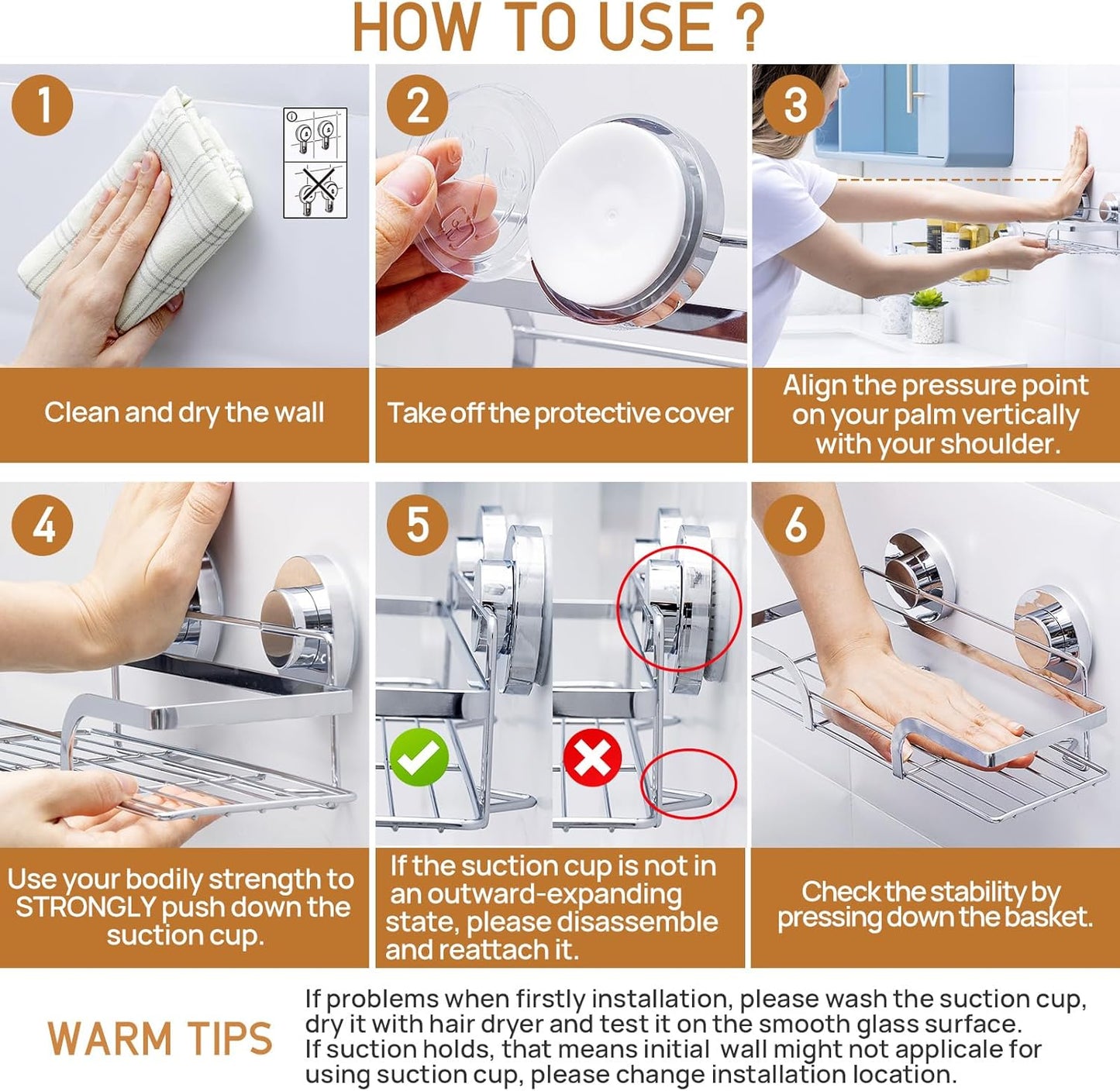 LEVERLOC Shower Caddy Suction Cup, 2 Pack Shower Shelves for Inside, Silver Rustproof Metal Bathroom Storage NO-Drilling Bathroom Organizer with Large Capacity, Heavy Duty Storage Basket