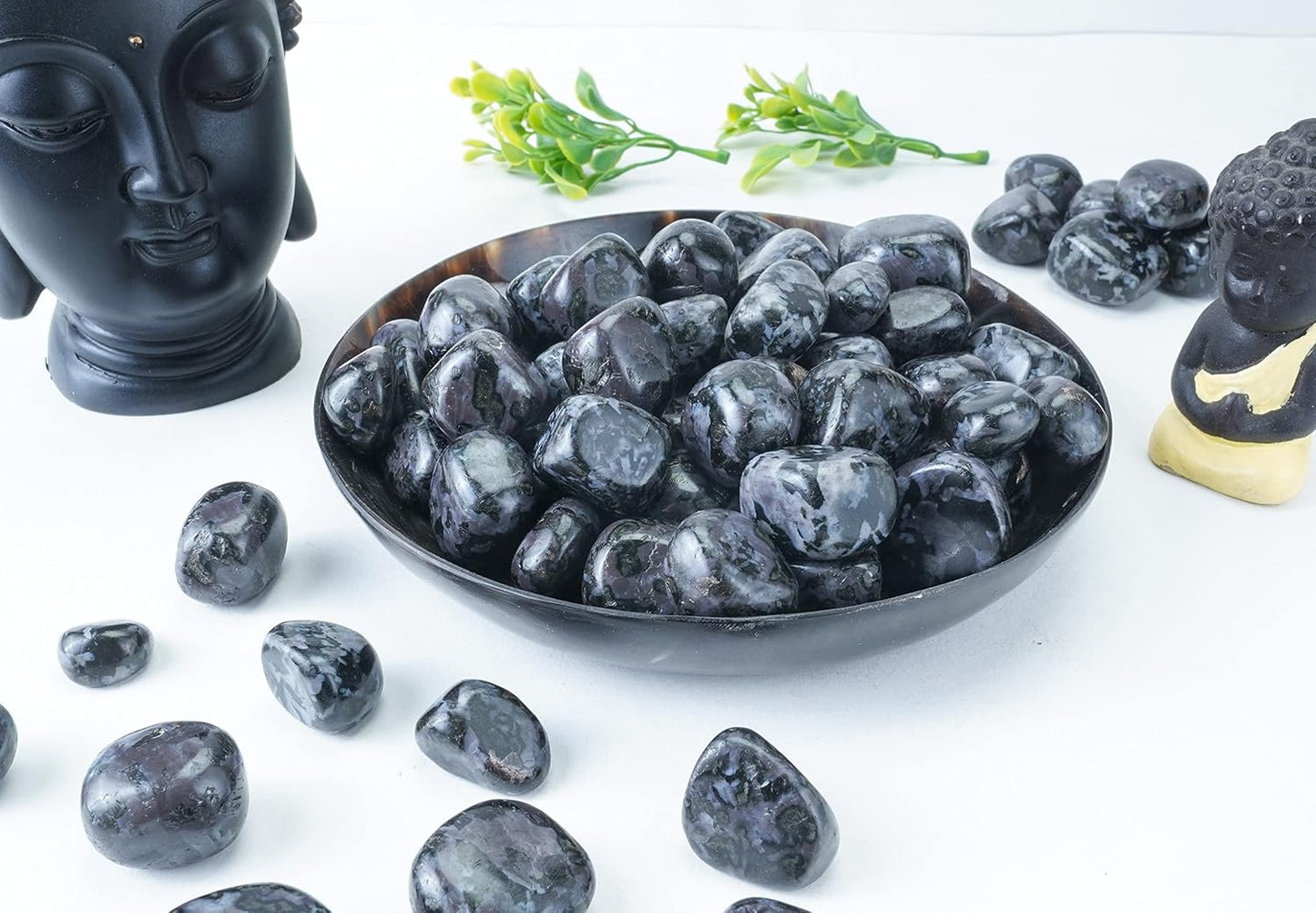 Crocon 1LB Indigo Gabbro Tumbled Stones and Crystals bulk 2000+ Carats Natural Crystal Kit for Reiki Healing Crystal Polished, Tumble Stones, Chakra Balancing, Reiki Gift, Home Decor Size : 20-25 mm
