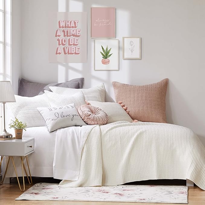 Levtex Home - Mills Waffle - Twin Quilt Set - Cream Cotton Waffle - Quilt Size (68 x 86in.), Sham Size (26 x 20in.)