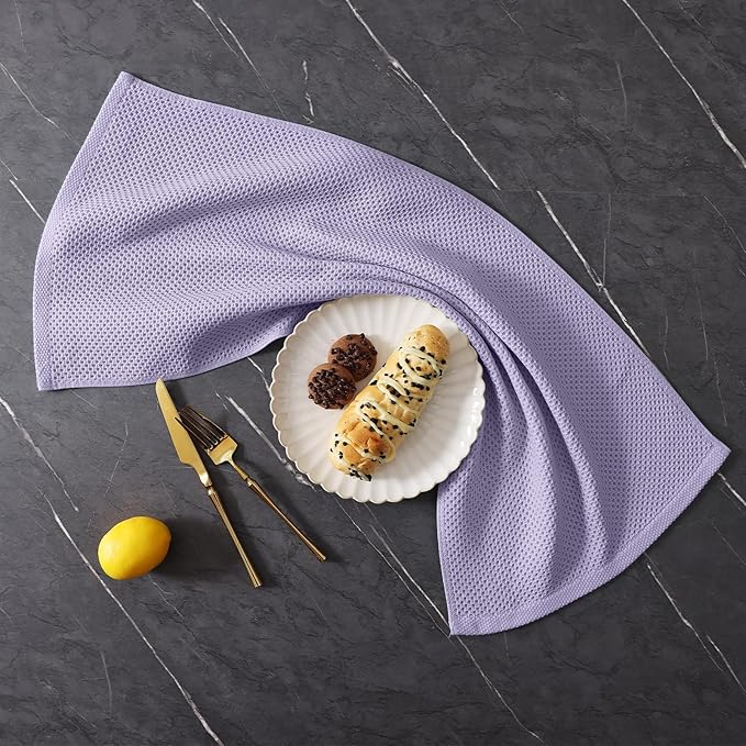 Homaxy 100% Cotton Kitchen Towels and Dishcloths Set, 12 x 12 Inches and 13 x 28 Inches, Set of 10 Bulk Kitchen Towels Set, Ultra Soft Absorbent Dish Cloths for Washing Dishes, Lavender