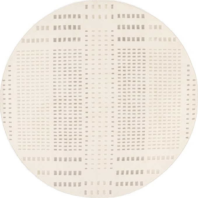 nuLOOM 6' Round Indoor Area Rug, 100% Recycled PET, Machine Washable, Oeko-TEX Certified, Medium Pile, Pet-Friendly, Rowyn Geometric Cream