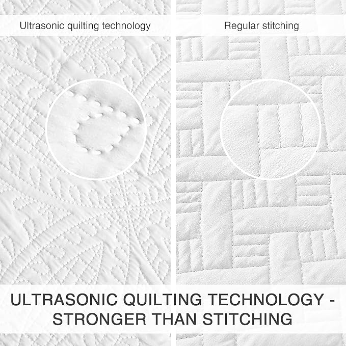 Love's cabin California King Size Quilt Bedding Set White Bedspreads - Cal King Summer Lightweight Bedspread Comforter - Coin Pattern Coverlet for All Season - 3 Pieces (1 Quilt, 2 Pillow Shams)