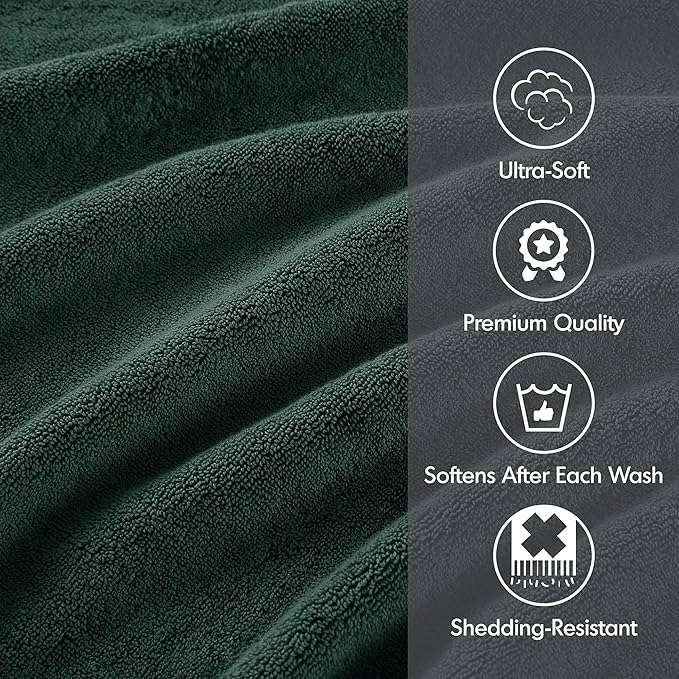 Madison Park 800GSM Bath Sheet Towel Oversized 34" x 68" 2 Pack 100% Cotton Bath Towel Set Highly Absorbent Hotel Spa Quality for Bathroom, Dark Green