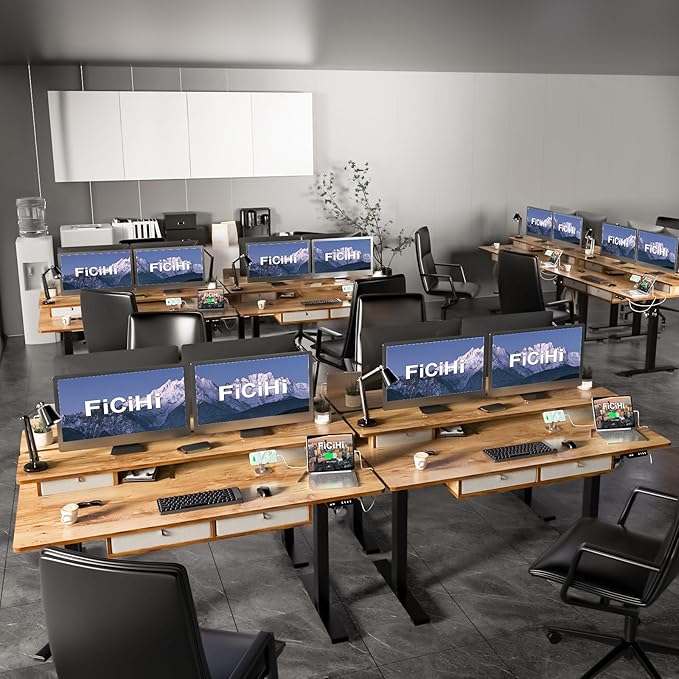 Adjustable Height Standing Desk with 4 Drawers,63 x 30 inches Electric Sit Stand Desk for Home Office,3 Memory Presets,Monitor Stand Riser,USB A/C Charging Port