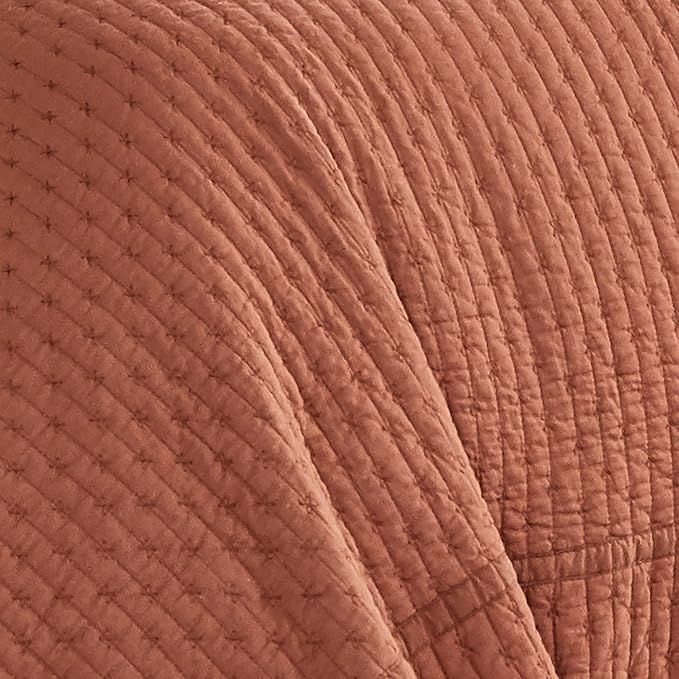 Levtex Home Cross Stitch Reversible Twin Bedspread Set (84x104in) with 1 Pillow Sham (26x20in) - Stitch Texture - Adobe - Cotton Twin Size Bedspread Set - Lightweight, Soft, Pre-Washed