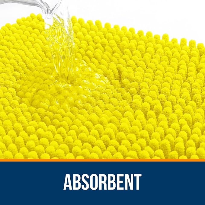 OLANLY Bathroom Rugs 44x24, Extra Soft Absorbent Chenille Bath Rugs, Rubber Backing Quick Dry, Machine Washable Bath Mats for Bathroom Floor, Tub and Shower, Home Decor Accessories, Lemon Yellow