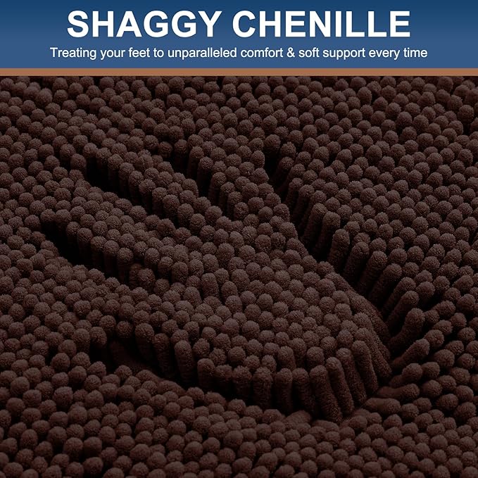 Smiry Luxury Chenille Toilet Rugs U-Shaped 24x24, Soft Absorbent Non-Slip Contour Bathroom Rugs for Toilet, Machine Washable Contoured Bath Mats, Brown