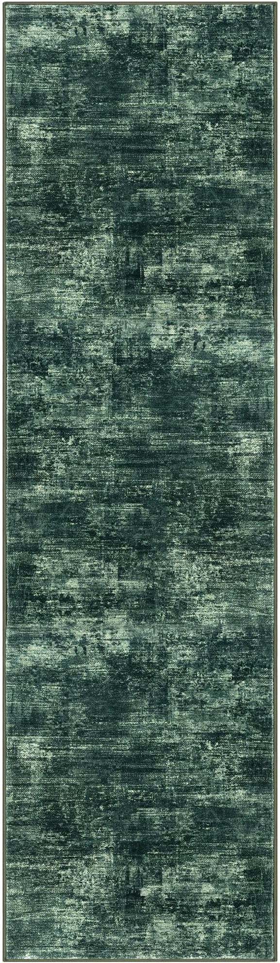 IOHOUZE Abstract Runner Rug 3x10 Ft Washable Runners for Hallways, Non Slip Kitchen Runner Printed Faux Wool Entryway Runner Indoor, Modern Abstract Floor Carpet for Hall Bedroom, Dark Green