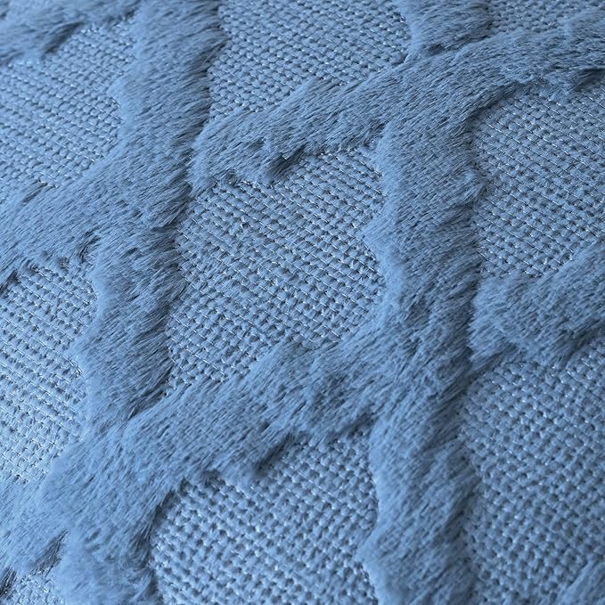 Set of 2 Soft Moroccan Throw Pillow Covers 20x20 Inch Plush Boho Decorative Pillow Cover Accent Cushion Case for Couch Sofa Bed, Grey Blue