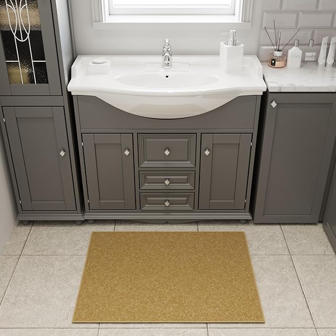 Ottomanson Rugs for Entryway 2'3" x 3' Non Slip Solid Small Area Rugs Durable Front Door Mat Rug Stain Resistant Entrance Rugs for Bathroom Kitchen Bedroom & Living Room, Beige