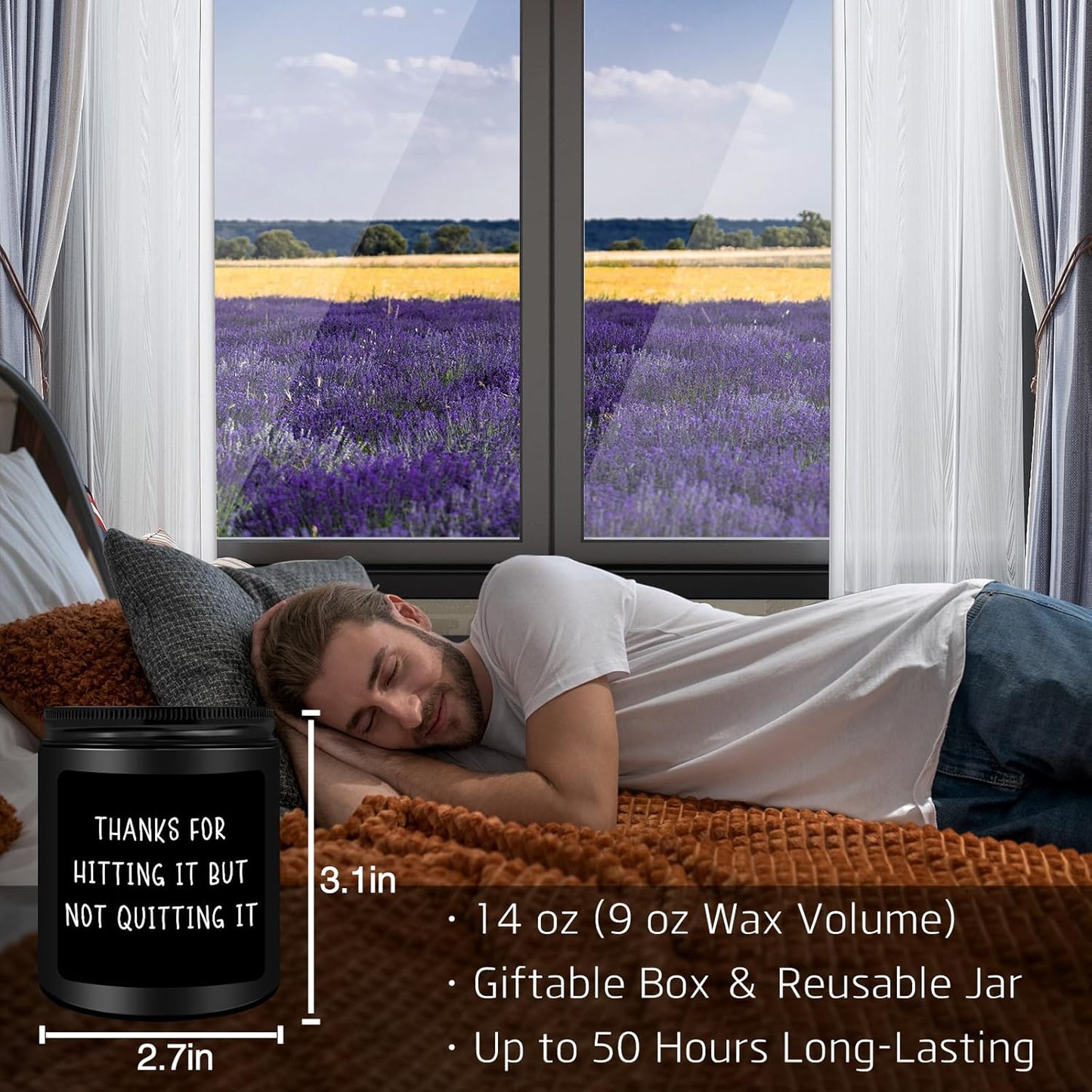 Homsolver Romantic Valentine Gifts for Men, Wedding Anniversary Christmas Valentines Day Gift for Him Boyfriend Husband-Thanks for Hitting It But Not Quitting It-Sandalwood Scented